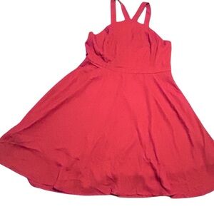 Red Fit and Flare Dress Sleeveless Halter Neck Party Cocktail‎
